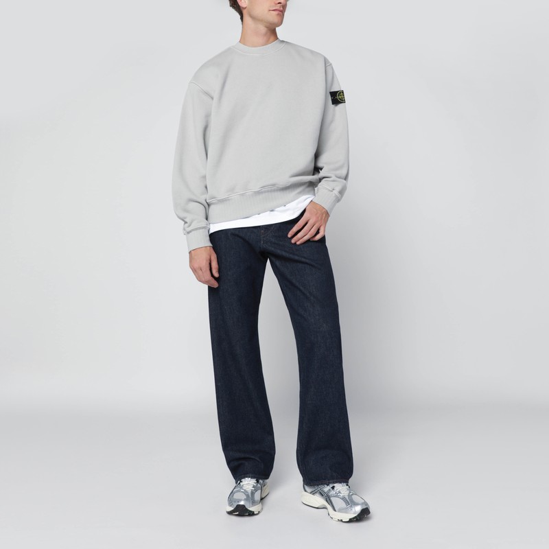 Stone Island Oversized Pearl Grey Crewneck Sweatshirt In Gray