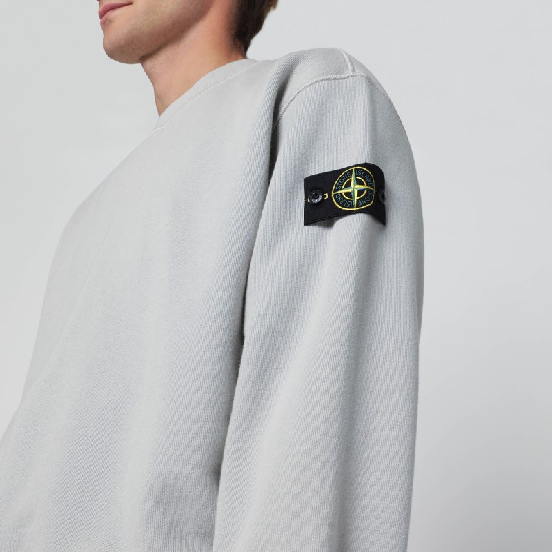 Stone Island Oversized Pearl Grey Crewneck Sweatshirt In Gray
