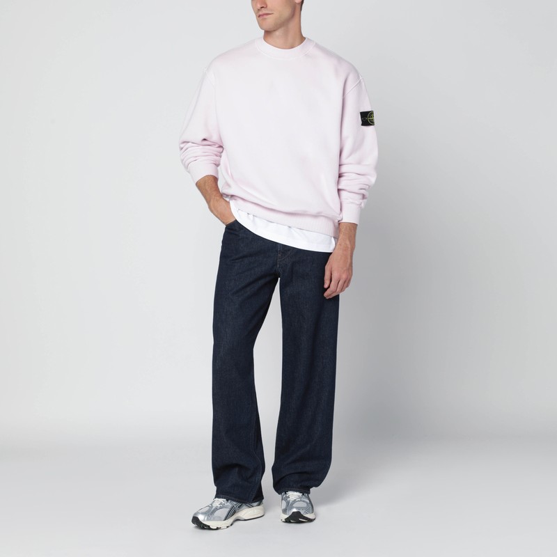 Stone Island Sweatshirt With Logo Patch In Pink