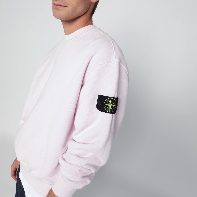 Stone Island Sweatshirt With Logo Patch In Pink