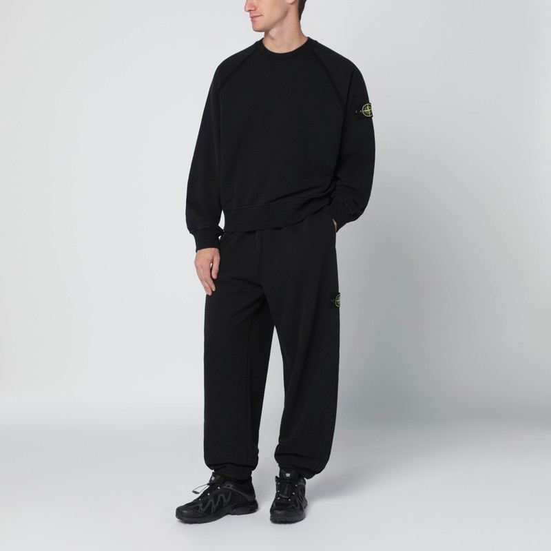 Stone Island Oversized Black Crewneck Sweatshirt In Black