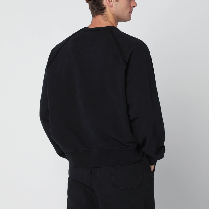 Stone Island Oversized Black Crewneck Sweatshirt In Black