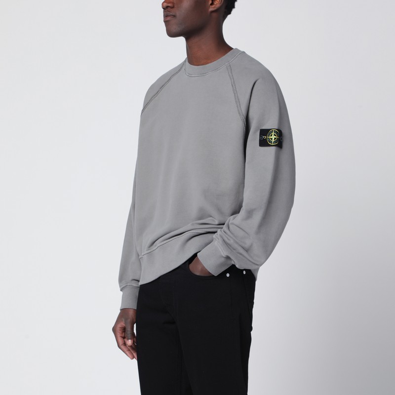 Stone Island Grey Cotton Sweatshirt In Gray