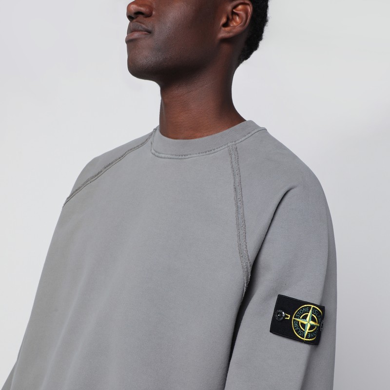 Stone Island Grey Cotton Sweatshirt In Gray