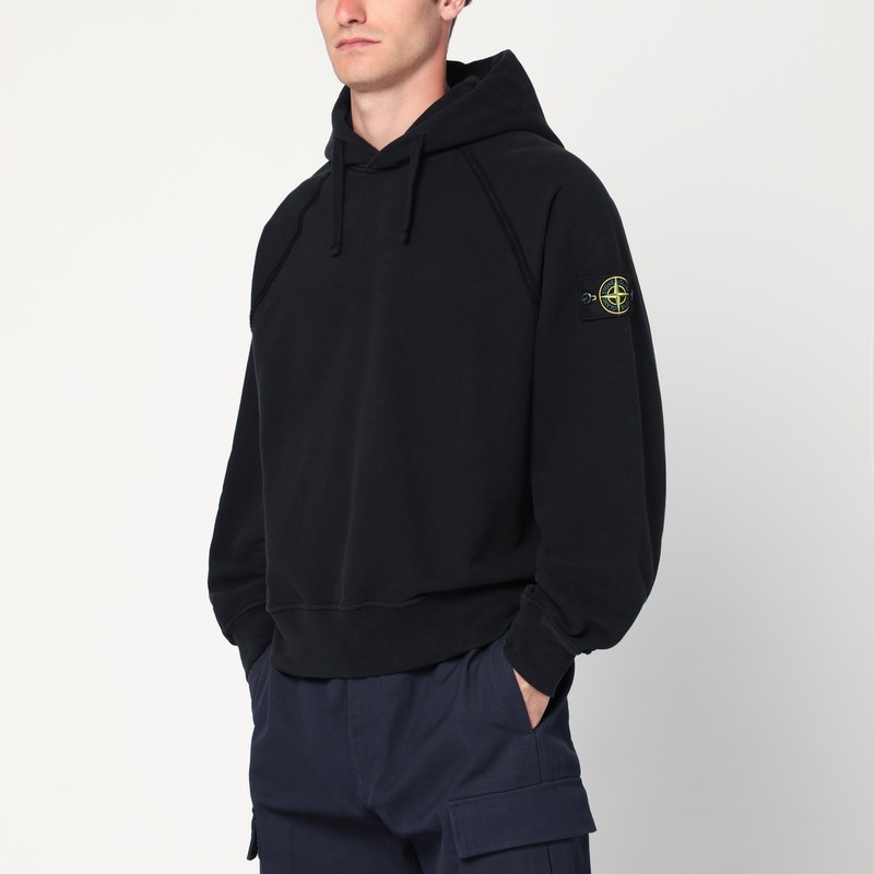 Black cotton hooded sweatshirt
