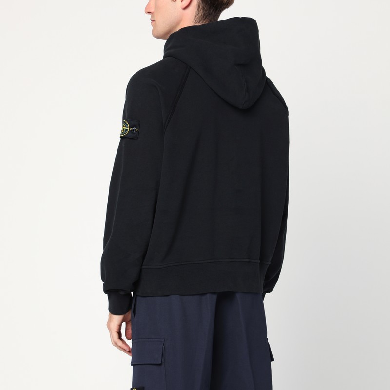 Stone Island Relaxed Fit Black Hoodie With Distinctive Patch Logo In Black
