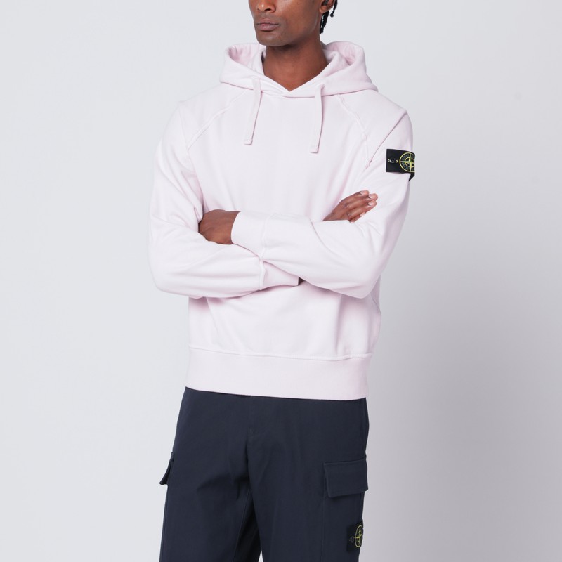 Stone Island Light Pink Hooded Sweatshirt In Pink