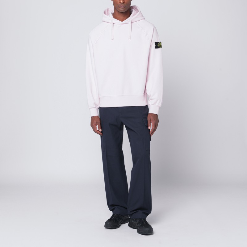 Stone Island Light Pink Hooded Sweatshirt In Pink