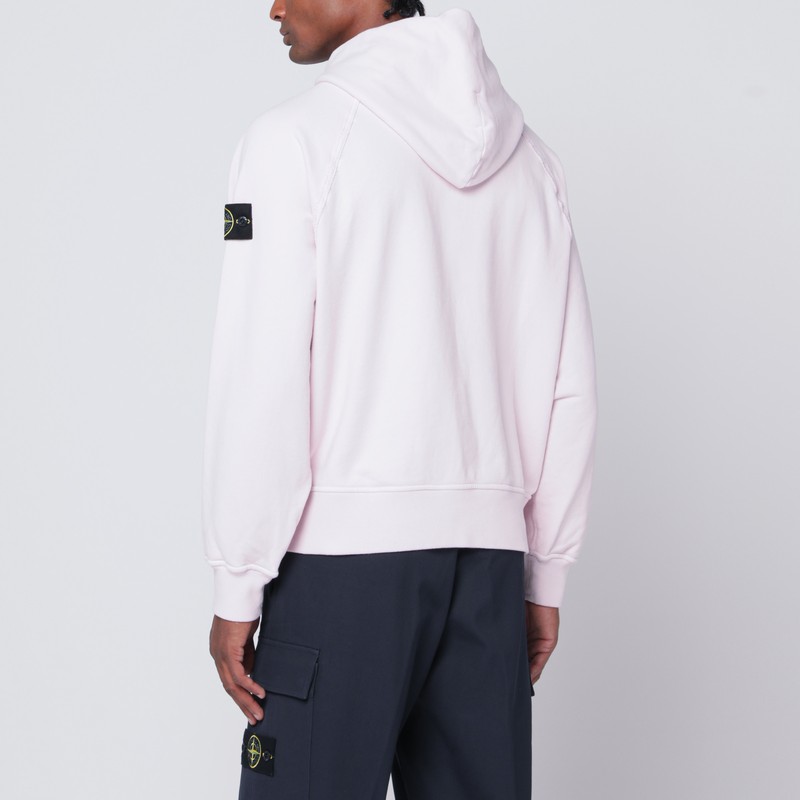 Stone Island Light Pink Hooded Sweatshirt In Pink