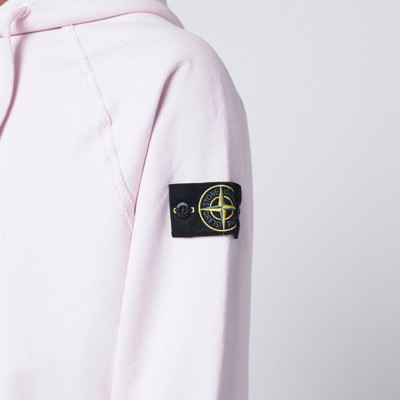 Stone Island Light Pink Hooded Sweatshirt In Pink
