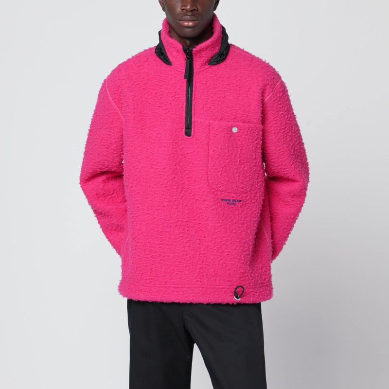 Fuchsia sweatshirt in wool-blend fleece