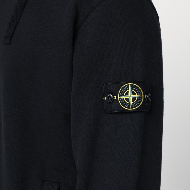 Stone Island Black Cotton Hoodie In Black