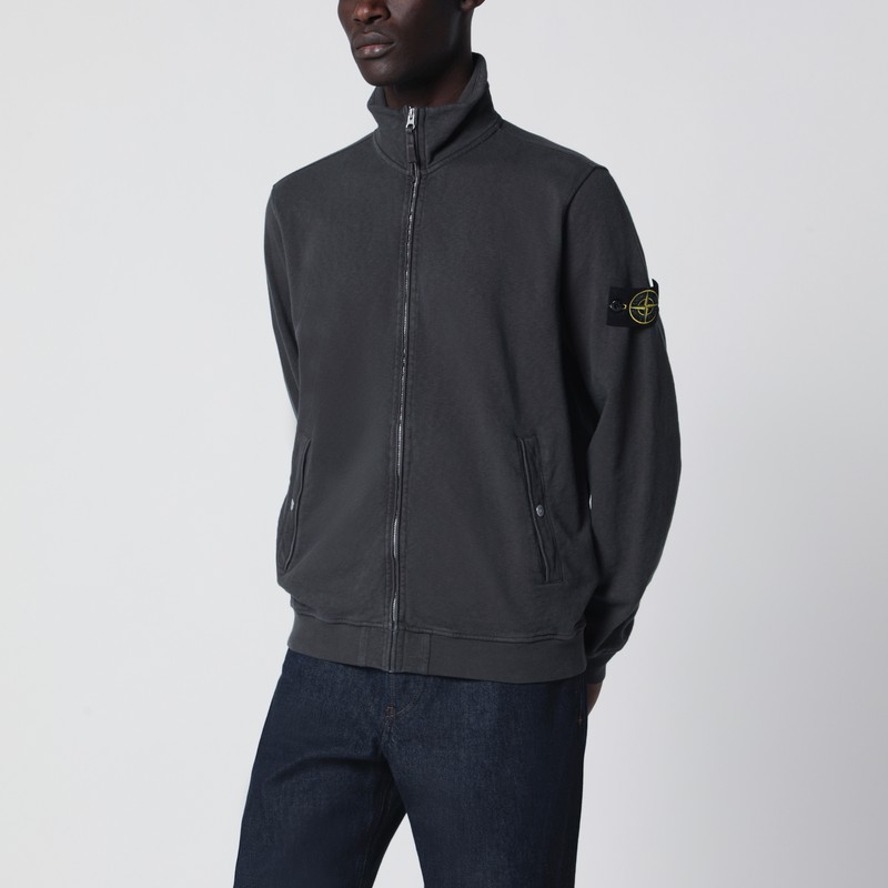 Grey zip-up track jacket in cotton fleece
