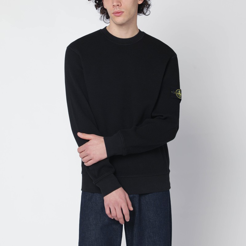 Black cotton crew-neck sweater