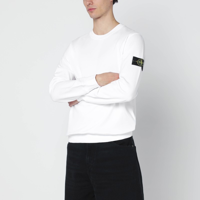 White cotton crew-neck sweatshirt