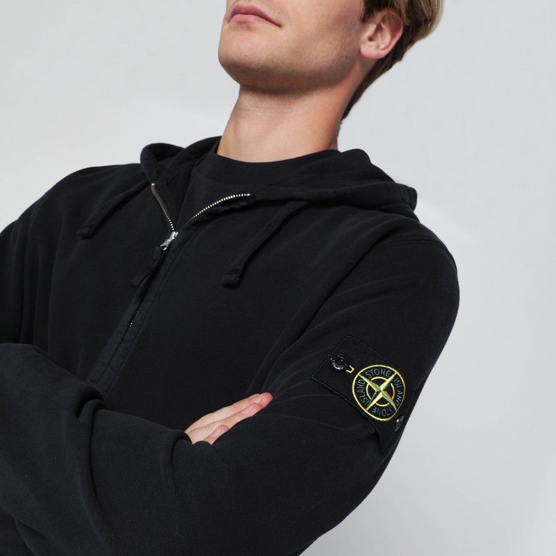 Stone Island Regular Black Zip Sweatshirt In Black