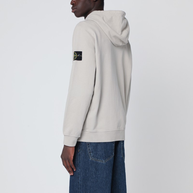 Stone Island Pearl Grey Zip Sweatshirt In White