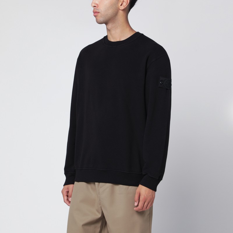 Black stretch cotton blend sweatshirt
