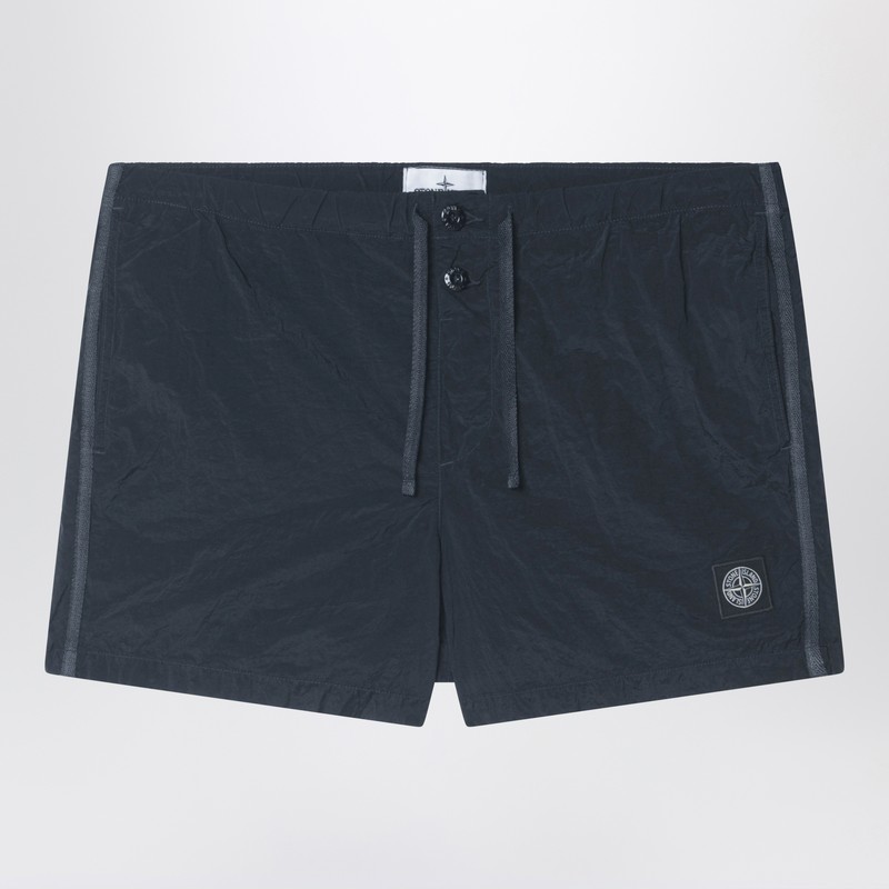 Navy blue nylon swim shorts