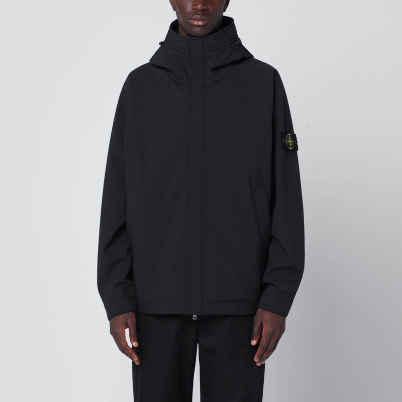 Lightweight black hooded parka