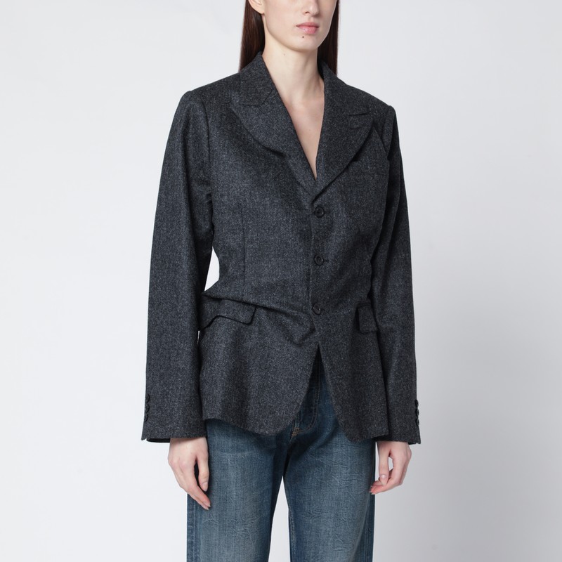 Maison Margiela Dark Gray Single-breasted Wool Blazer In Gray