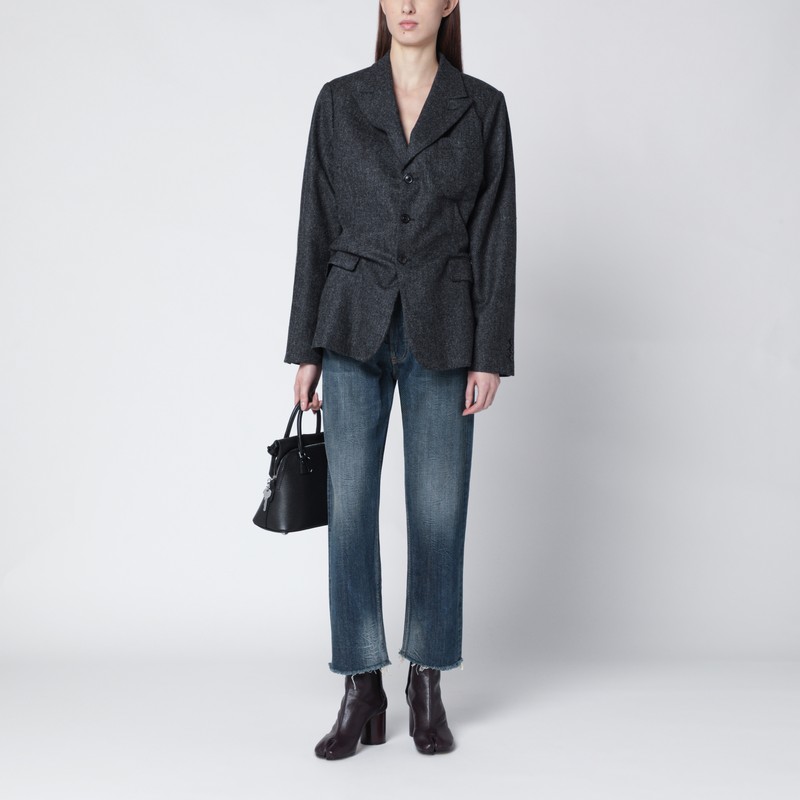Maison Margiela Dark Gray Single-breasted Wool Blazer In Gray