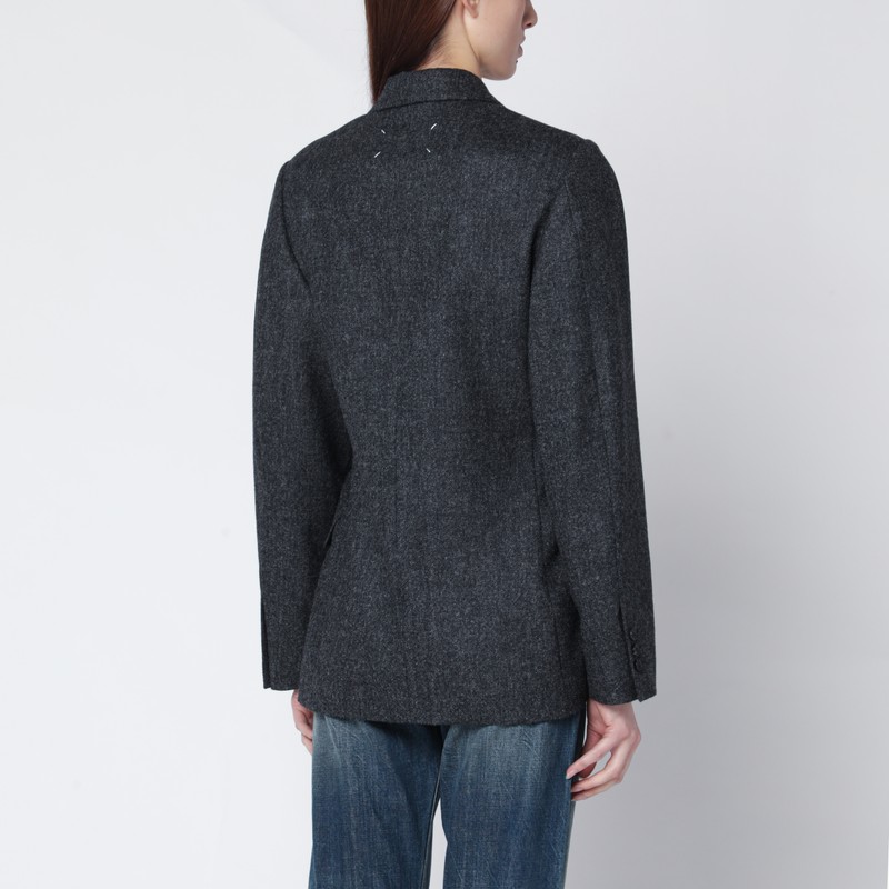 Maison Margiela Dark Gray Single-breasted Wool Blazer In Gray