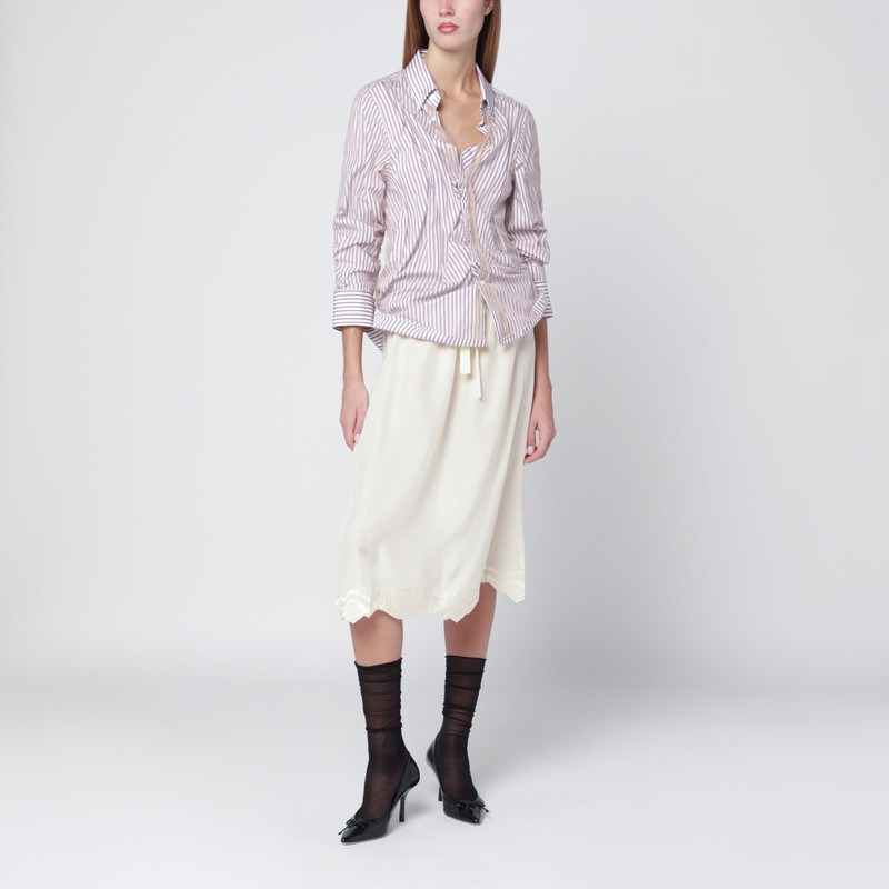Maison Margiela Striped Layered Tulle Shirt In Pink