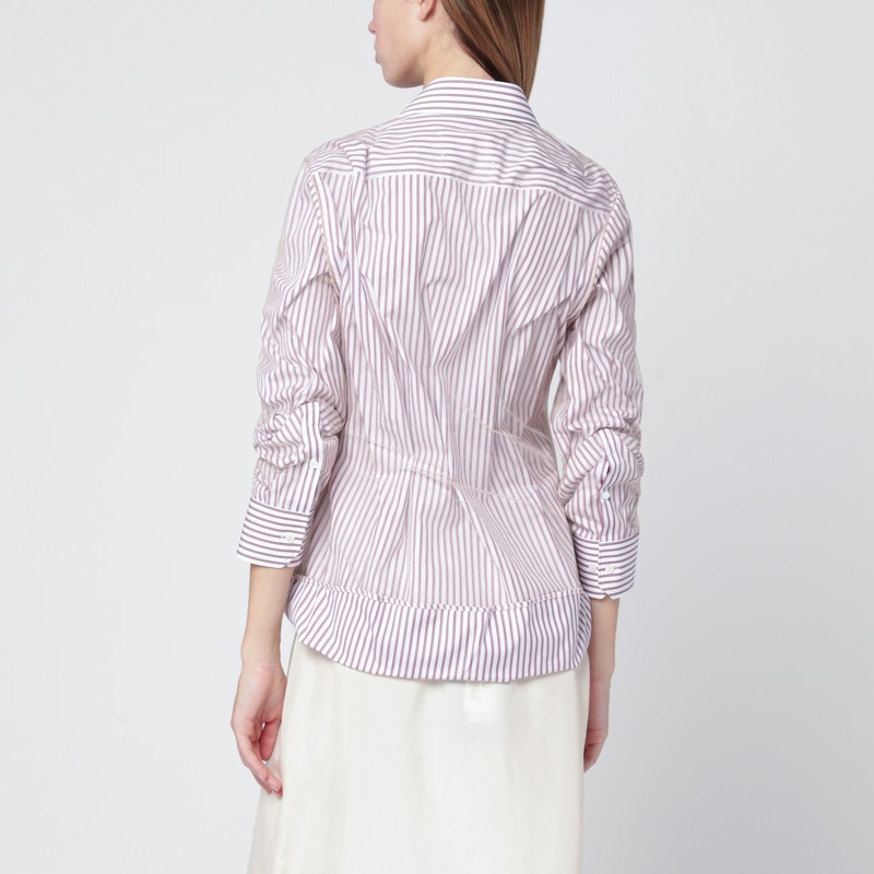 Maison Margiela Striped Layered Tulle Shirt In Pink