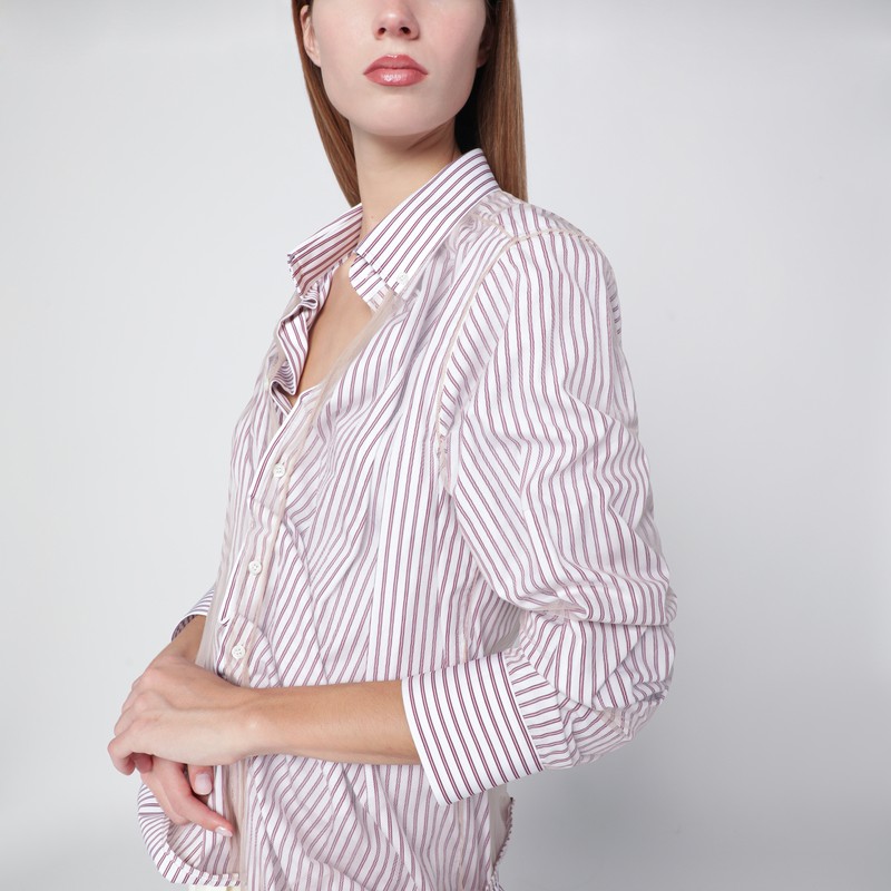 Maison Margiela Striped Layered Tulle Shirt In Pink