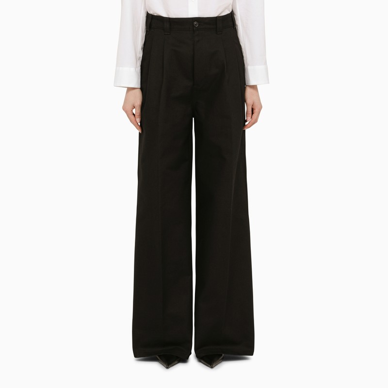 Shop Maison Margiela Black Cotton Wide Trousers