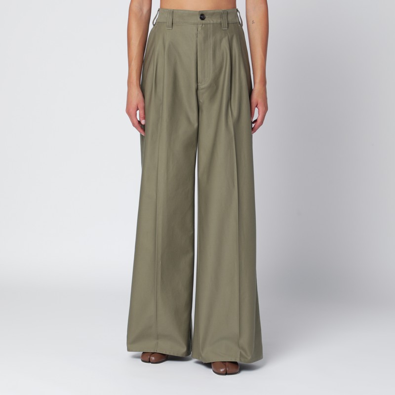 Khaki wide-leg trousers