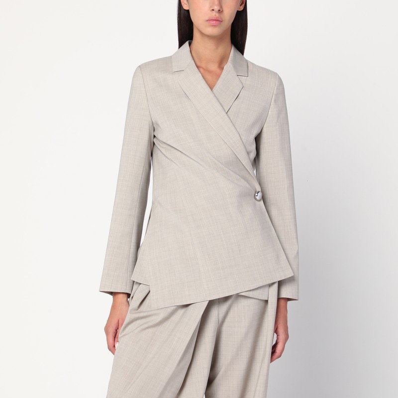 Beige melange wool wrap jacket