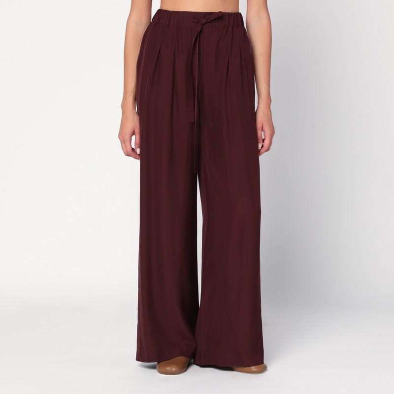 Bordeaux palazzo trousers in silk