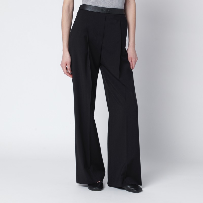 Loewe Black Wool Trousers In Black