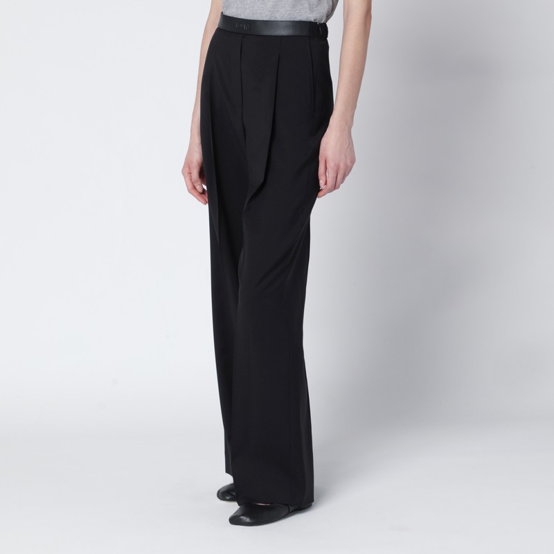 Loewe Black Wool Trousers In Black