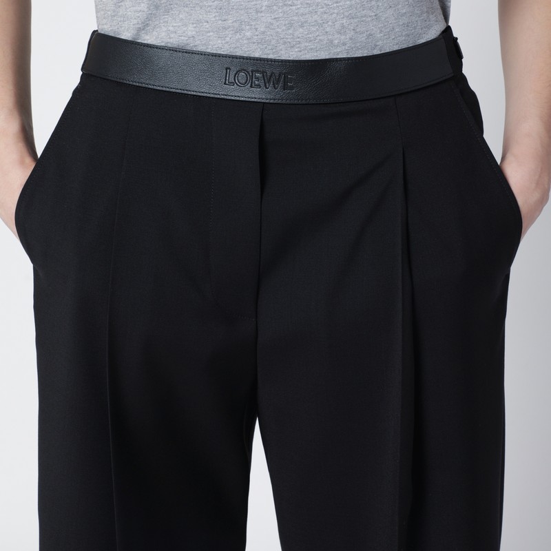 Loewe Black Wool Trousers In Black