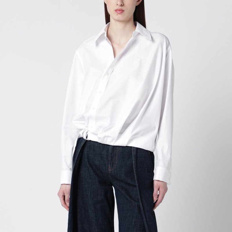 White draped cotton shirt