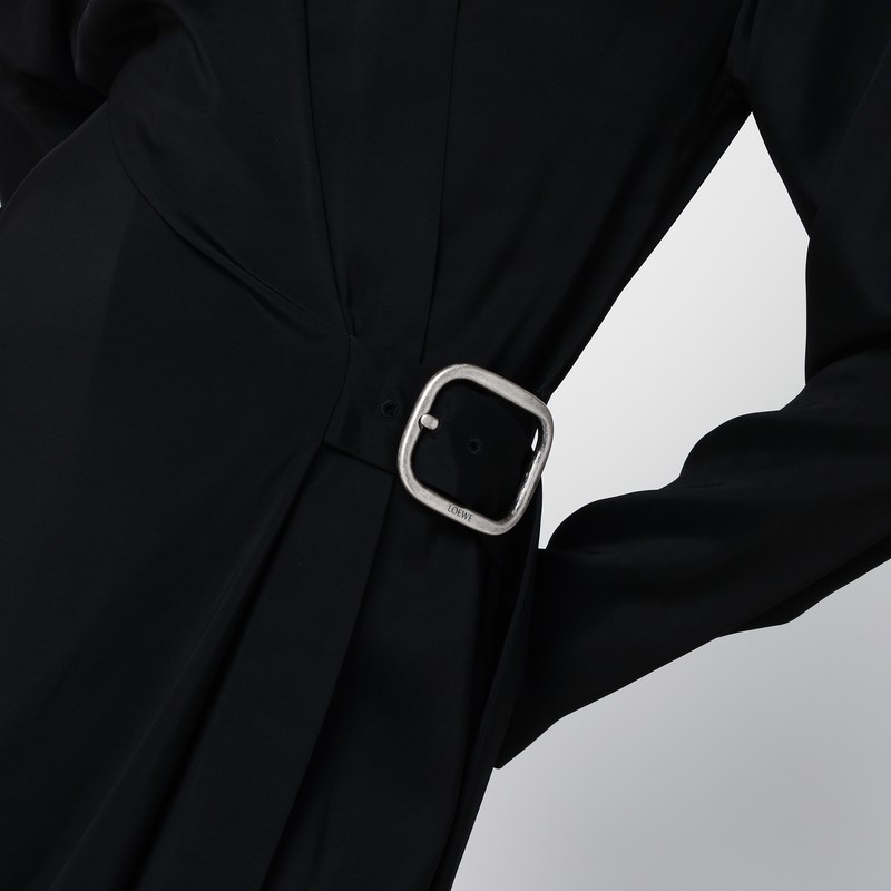 Loewe Belted Wool Dress In Black