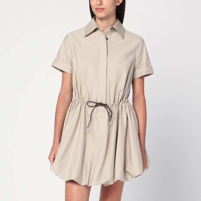 Beige dress in cotton and silk