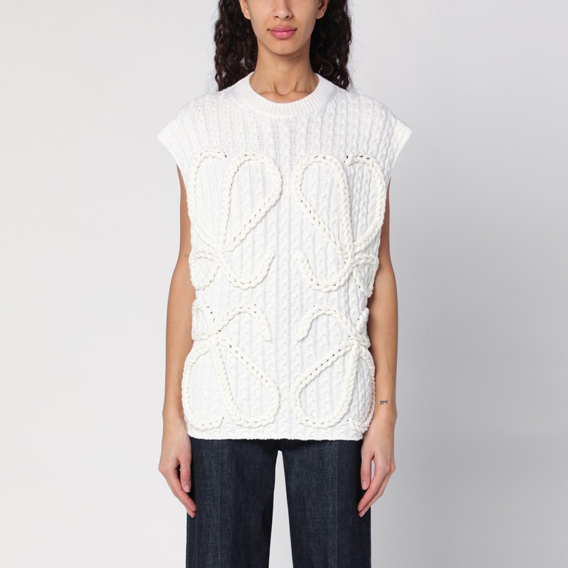 White wool waistcoat with Anagram