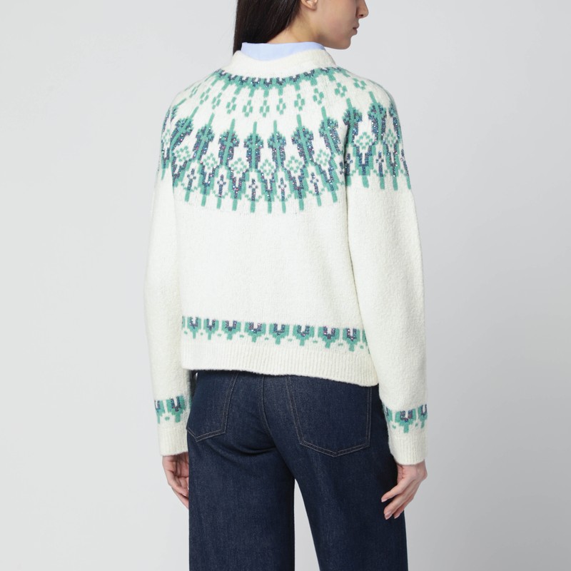 Loewe White Sweater With Fair Isle Pattern In White
