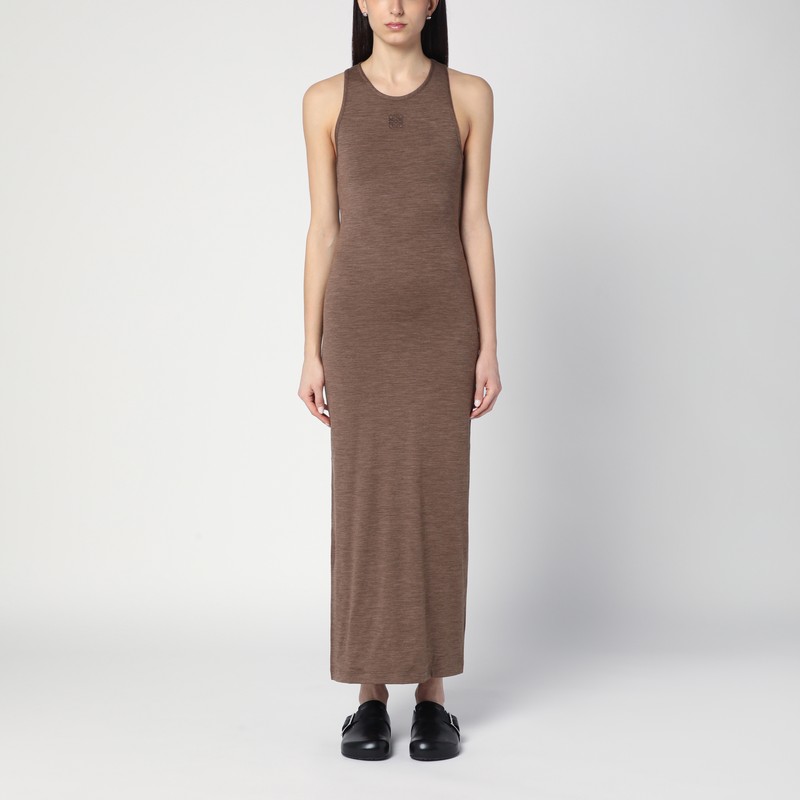 Brown wool dress with Anagram logo - Loewe - Modalova