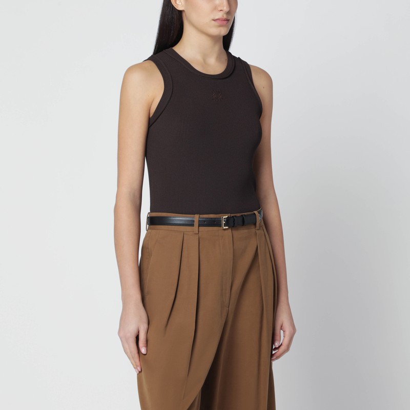 Loewe Brown Ribbed Viscose-blend Tank Top