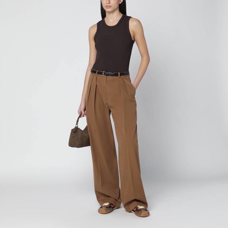Loewe Brown Ribbed Viscose-blend Tank Top In Brown