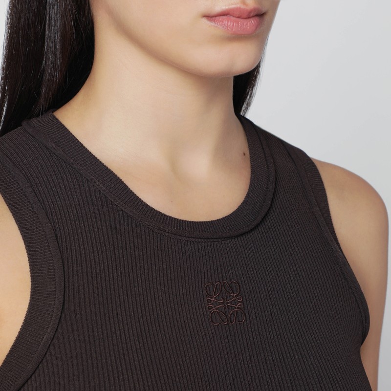 Loewe Brown Ribbed Viscose-blend Tank Top In Brown