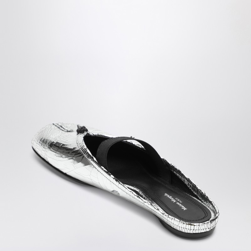 Maison Margiela Leather Tabi Mule With Broken Mirror Effect In Metallic