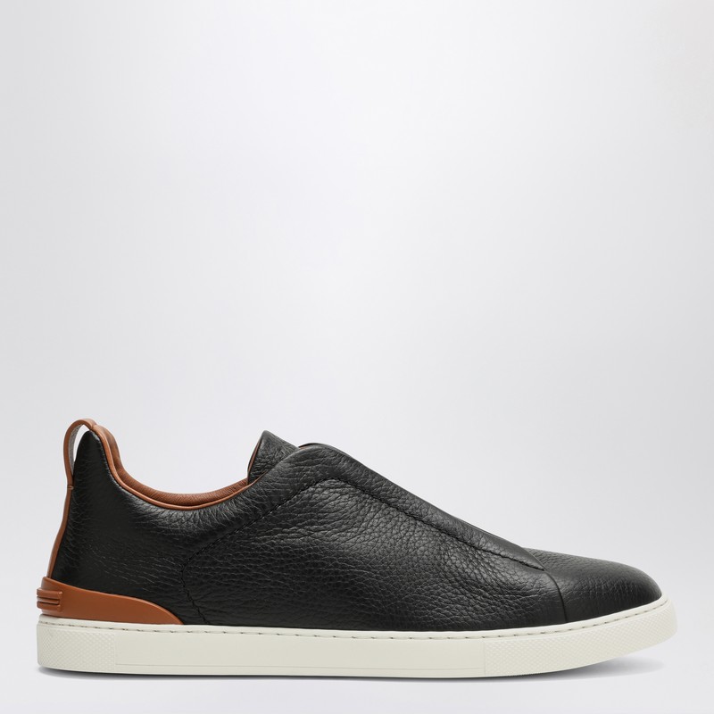 Triple Stitch leather sneakers in black
