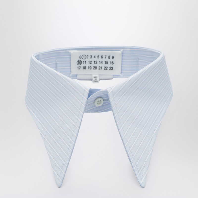 Maison Margiela Pointed Collar In Blue Striped Cotton In Blue
