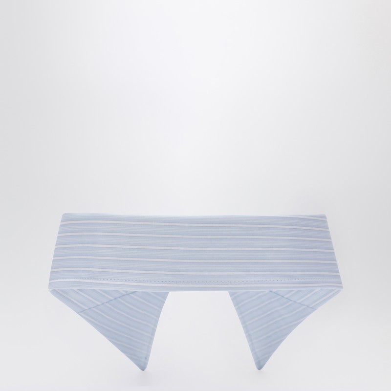 Maison Margiela Pointed Collar In Blue Striped Cotton In Blue